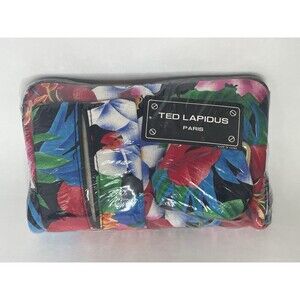 New/Sealed Ted Lapidus Paris Colorful Clutch Cosmetics Bag Floral